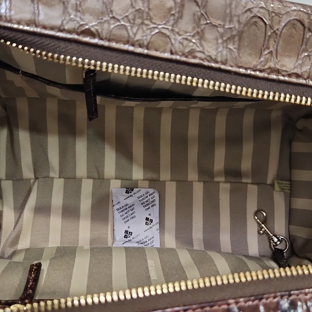 🔹️BRAHMIN🔹️RARE TAUPE Tempera PRISCILLA Satchel Croc Python Patchwork Leather - Picture 8 of 17